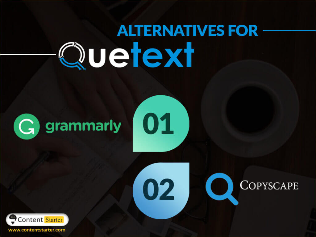 Alternative for the content writing tool Quetext- Grammarly and Copyscape